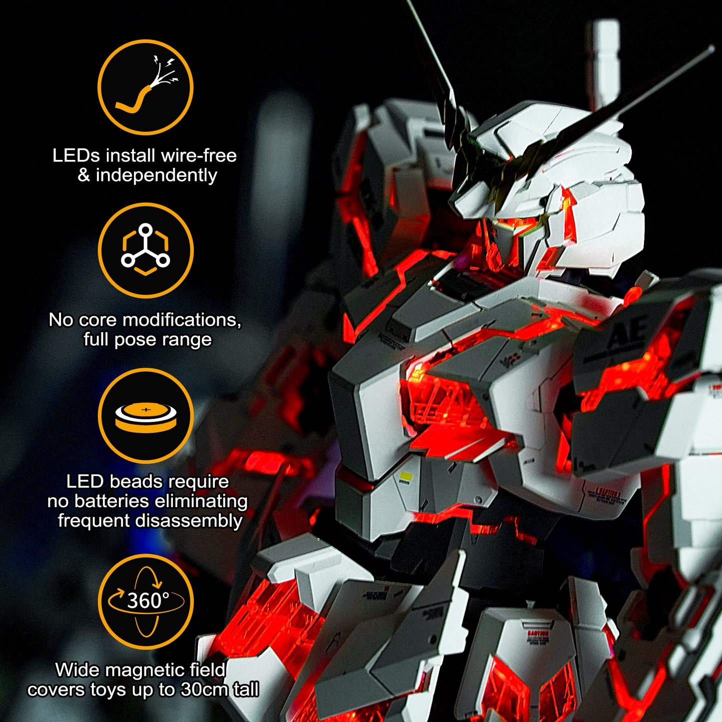 【LBASE-5th】LBASE wireless transmitter & wireless lights for Gundam model (Without Gundam model)