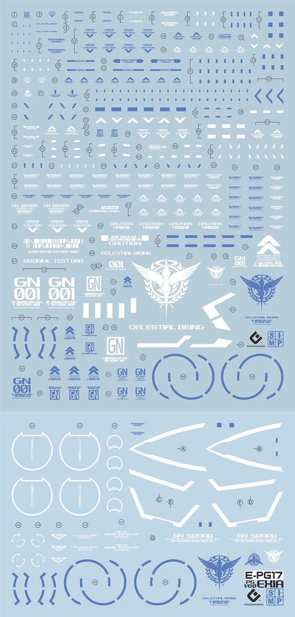 EVO-PG17 decal can be used for Bandai PG Noh Angel GN-001 GUNDAM EXIA 00 Fluorescent