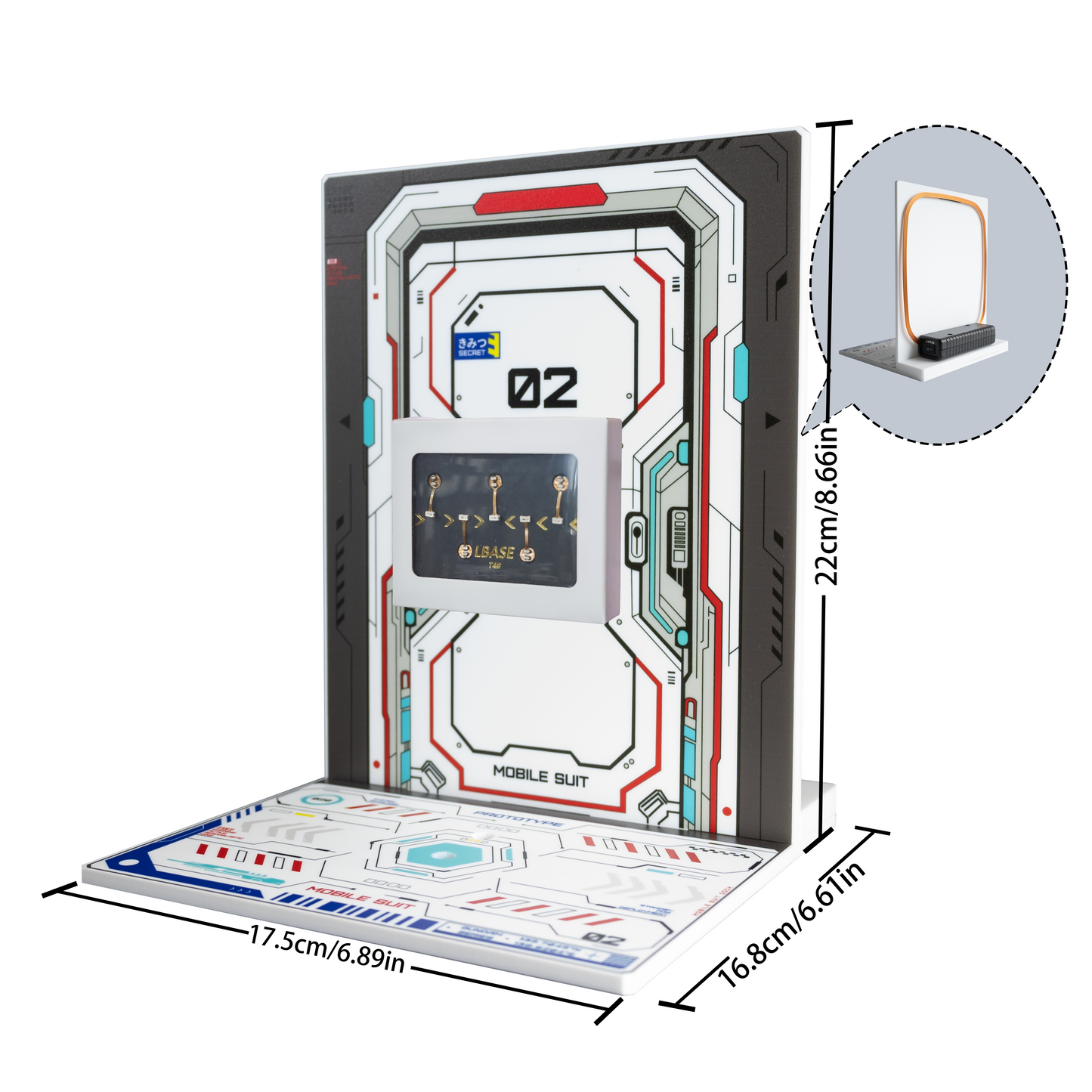 【LBASE-4th+Display Stand】LBASE wireless transmitter & wireless lights for Gundam MG/RG/HG/MGSD model (Without Gundam model)