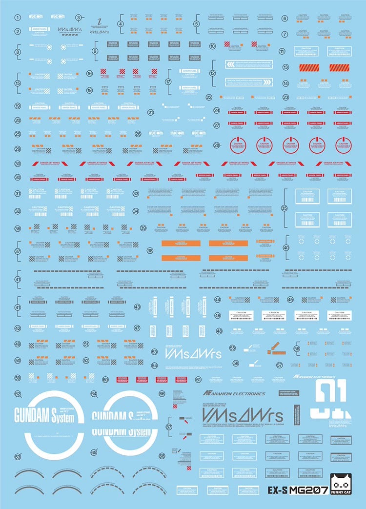 EVO > [Square Cat] MG207 water sticker can be used for Bandai MG EXS1.5 EX-S fluorescent