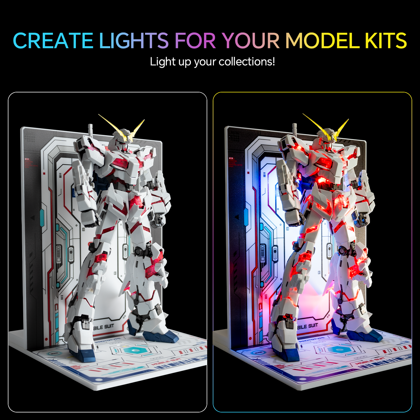 【LBASE-4th+Display Stand】LBASE wireless transmitter & wireless lights for Gundam MG/RG/HG/MGSD model (Without Gundam model)
