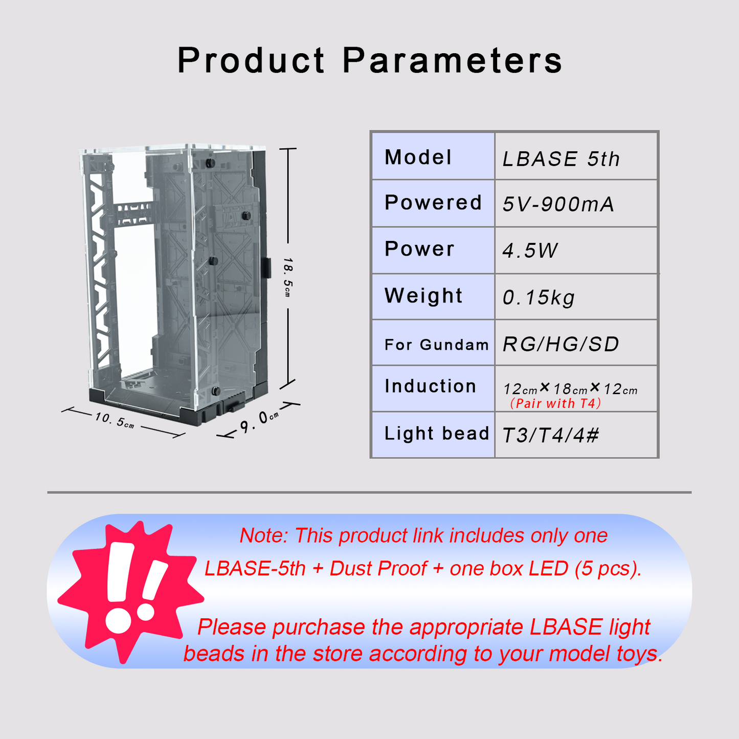 【LBASE-5th+Dust proof】LBASE wireless transmitter & wireless lights for Gundam model (Without Gundam model)